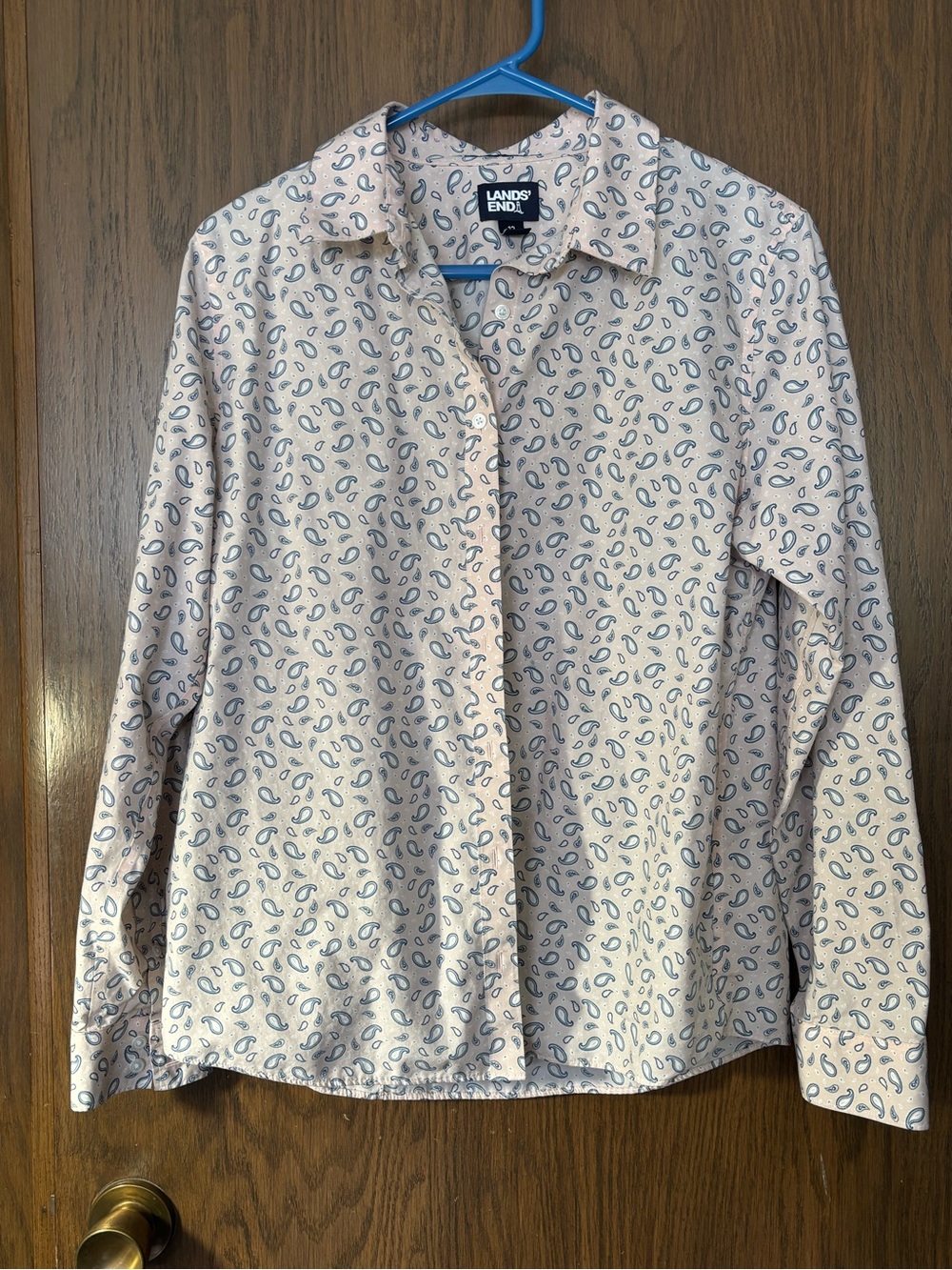 Lands' End Paisly Wrinkle Free No Iron Button Front Shirt